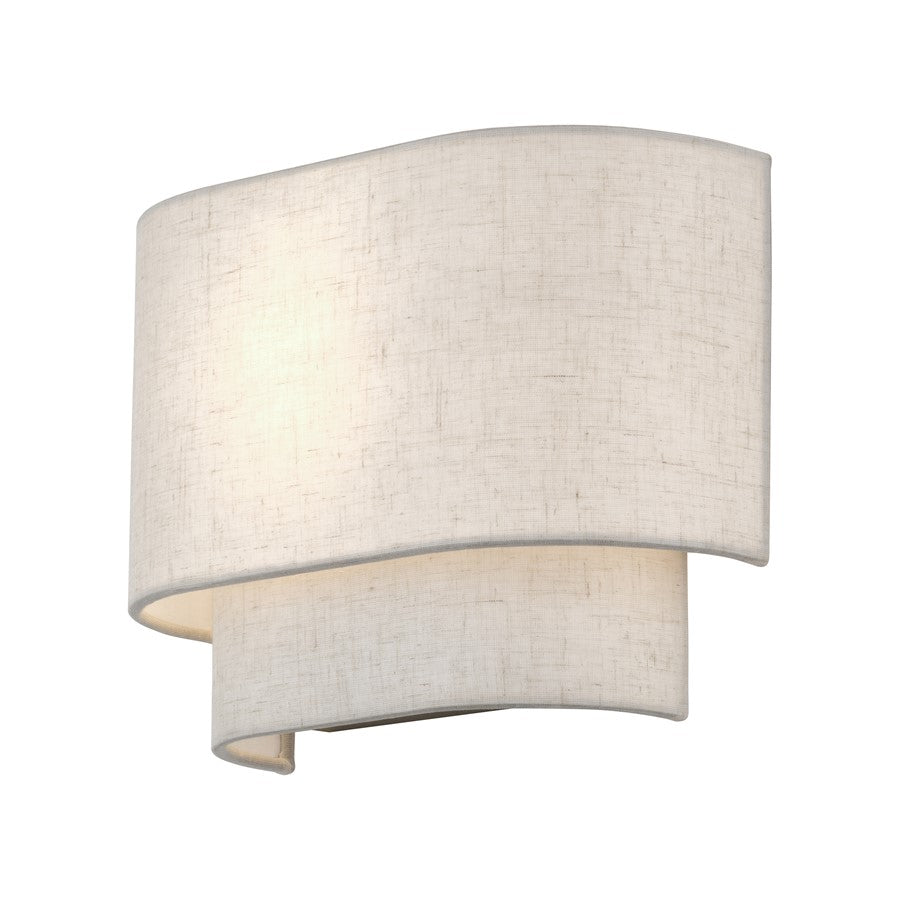 Livex Manorwood 1Lt ADA 11" Sconce, Bronze/Oatmeal/White