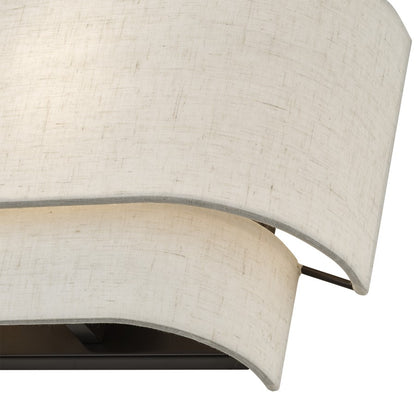 Livex Manorwood 1Lt ADA 11" Sconce, Bronze/Oatmeal/White