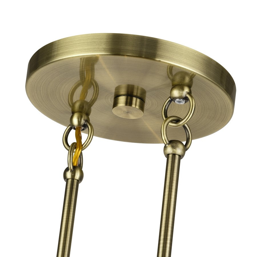 Livex Manorwood 3Lt Medium Chandelier, Brass/Oatmeal/White