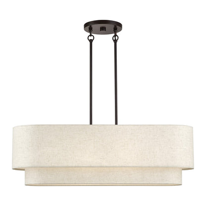 Livex Manorwood 4Lt Large Chandelier, Bronze/Oatmeal/White - 41934-92
