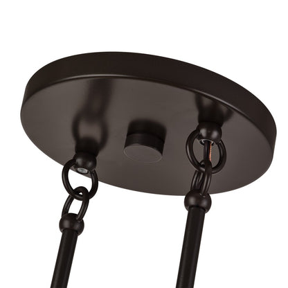 Livex Manorwood 4Lt Large Chandelier, Bronze/Oatmeal/White