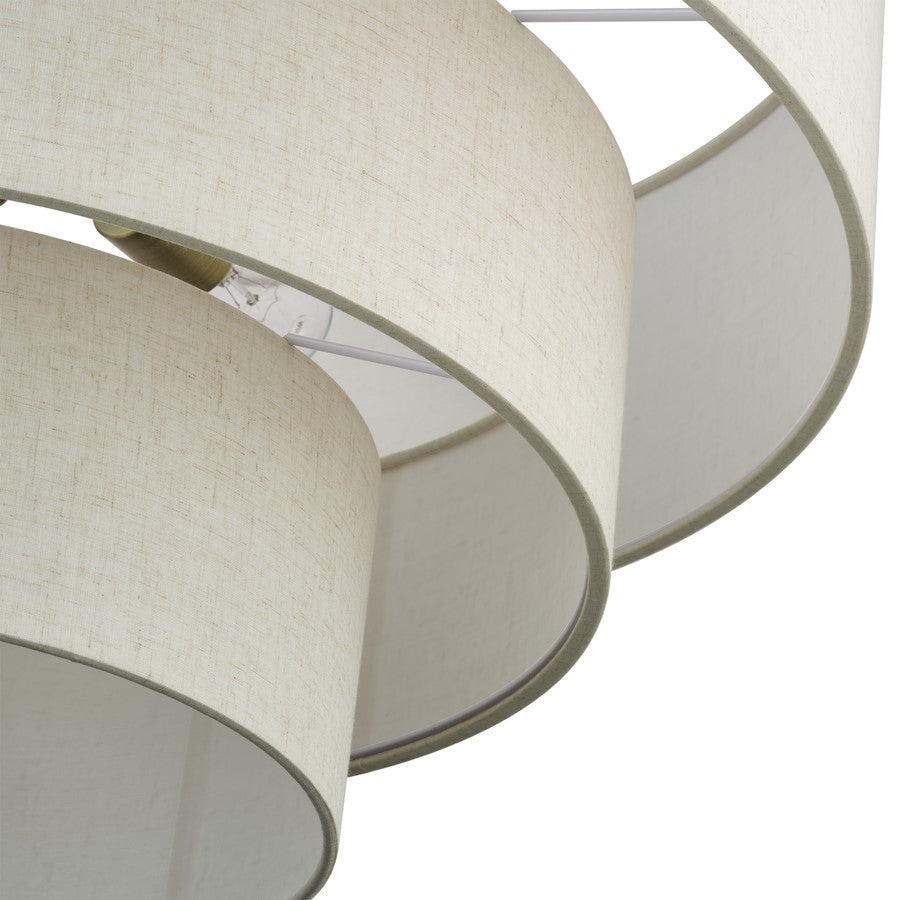 Livex Manorwood 5Lt Medium Pendant Chandelier, Brass/Oatmeal/White