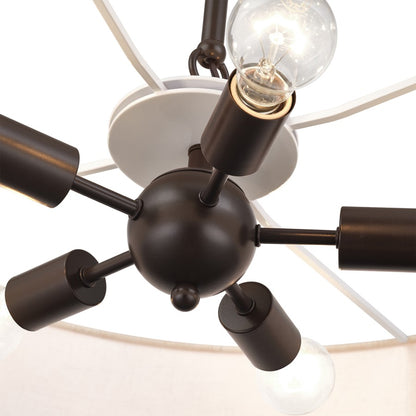 Livex Manorwood 5Lt Medium Pendant Chandelier, Bronze/Oatmeal/White