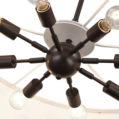 Livex Manorwood 8Lt Large Pendant Chandelier, Bronze/Oatmeal/White