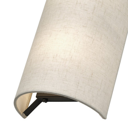Livex Manorwood 2Lt ADA 7" Sconce, Bronze/Oatmeal/White