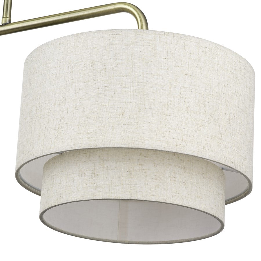 Livex Manorwood 2Lt Large Chandelier, Brass/Oatmeal/White