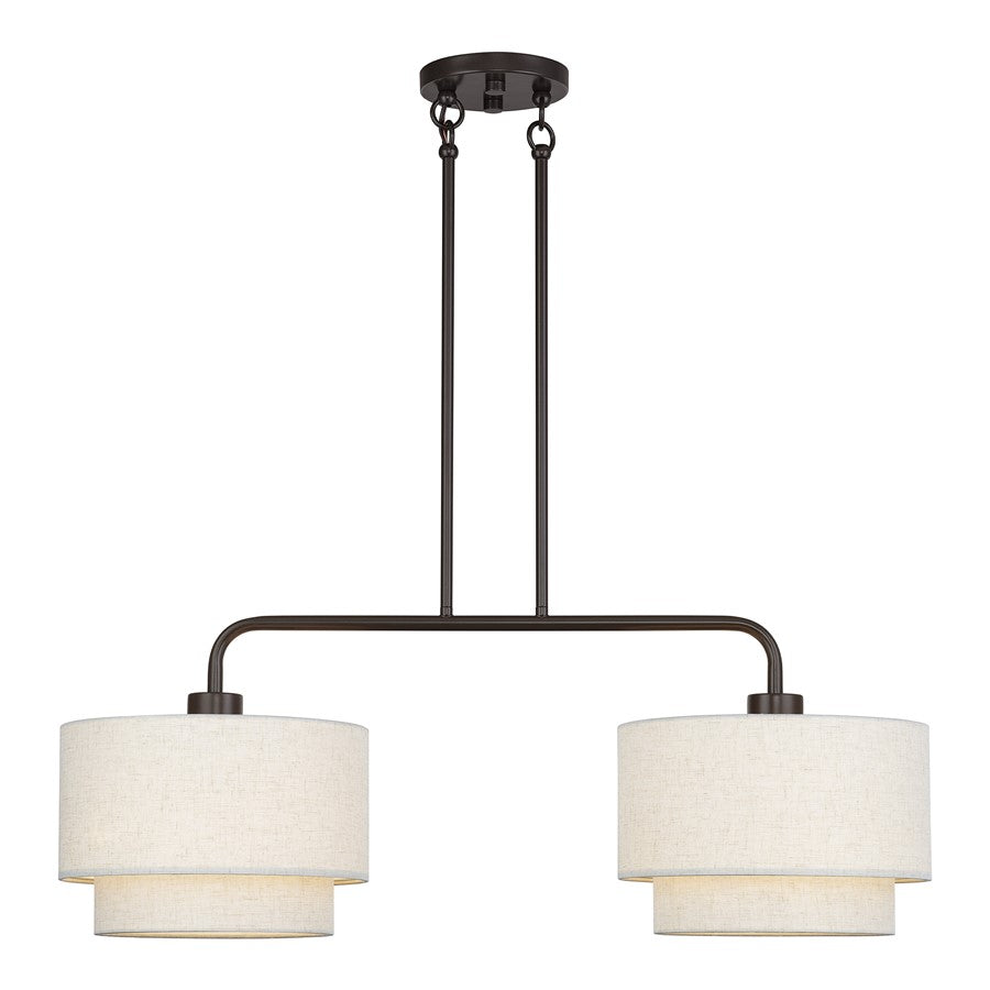 Livex Manorwood 2Lt Large Chandelier, Bronze/Oatmeal/White - 41942-92