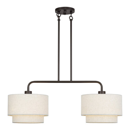 Livex Manorwood 2Lt Large Chandelier, Bronze/Oatmeal/White - 41942-92