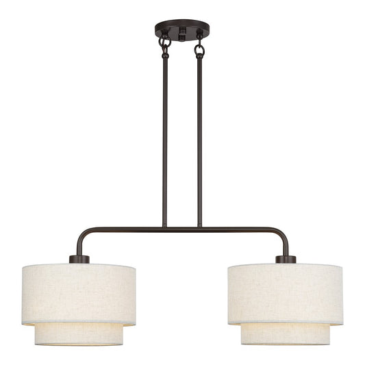 Livex Manorwood 2Lt Large Chandelier, Bronze/Oatmeal/White - 41942-92