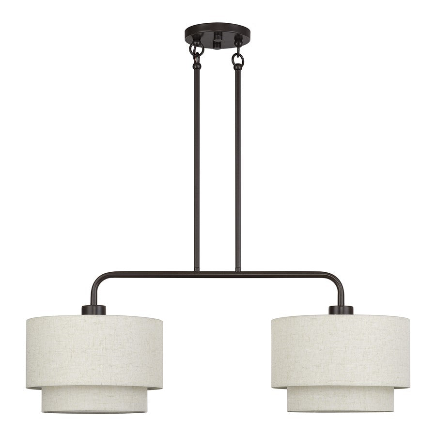 Livex Manorwood 2Lt Large Chandelier, Bronze/Oatmeal/White