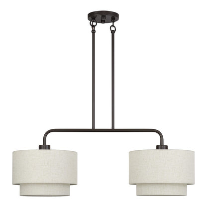 Livex Manorwood 2Lt Large Chandelier, Bronze/Oatmeal/White
