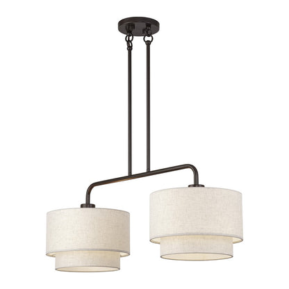 Livex Manorwood 2Lt Large Chandelier, Bronze/Oatmeal/White