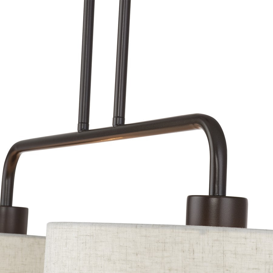 Livex Manorwood 2Lt Large Chandelier, Bronze/Oatmeal/White
