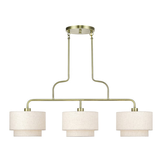 Livex Manorwood 3Lt Extra Large Chandelier, Brass/Oatmeal/White - 41943-01