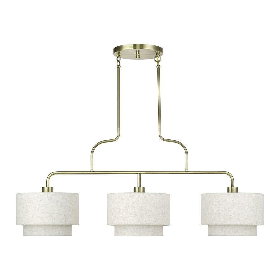 Livex Manorwood 3Lt Extra Large Chandelier, Brass/Oatmeal/White