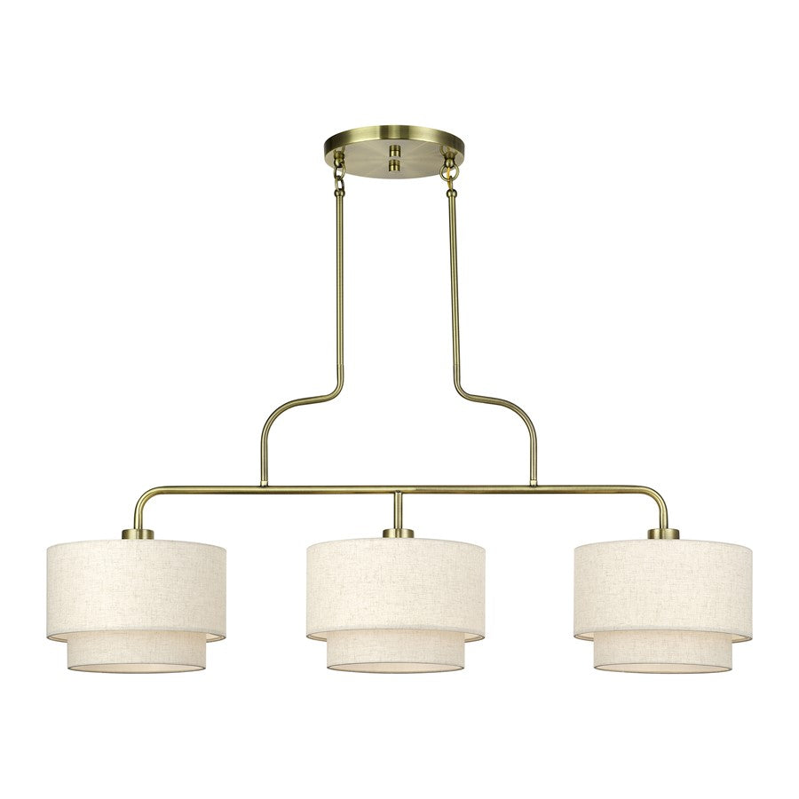 Livex Manorwood 3Lt Extra Large Chandelier, Brass/Oatmeal/White