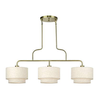 Livex Manorwood 3Lt Extra Large Chandelier, Brass/Oatmeal/White