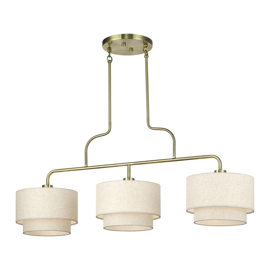 Livex Manorwood 3Lt Extra Large Chandelier, Brass/Oatmeal/White