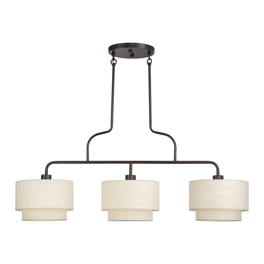 Livex Manorwood 3Lt Extra Large Chandelier, Bronze/Oatmeal/White - 41943-92
