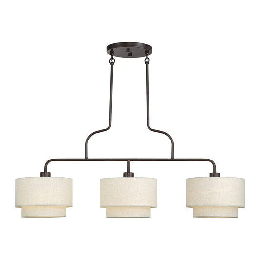 Livex Manorwood 3Lt Extra Large Chandelier, Bronze/Oatmeal/White - 41943-92