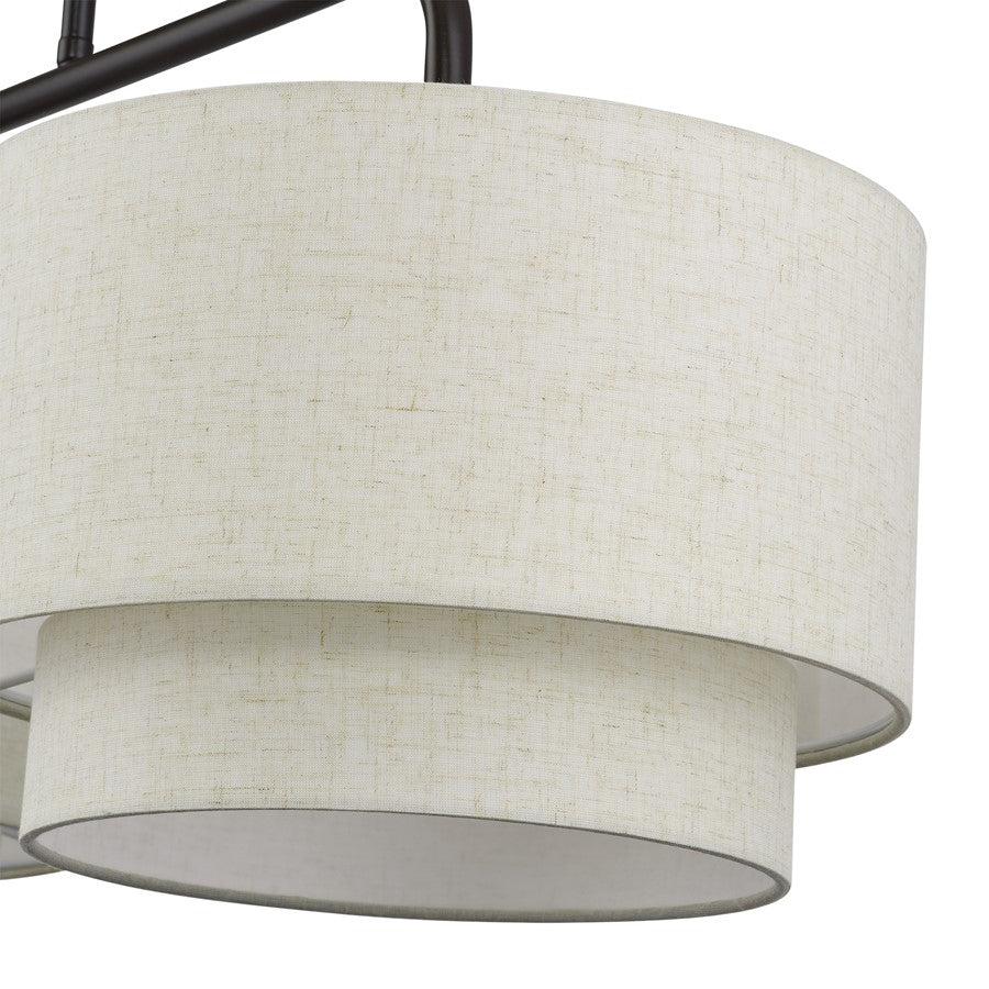 Livex Manorwood 3Lt Extra Large Chandelier, Bronze/Oatmeal/White