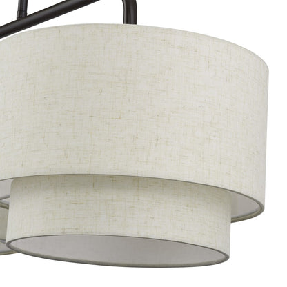 Livex Manorwood 3Lt Extra Large Chandelier, Bronze/Oatmeal/White