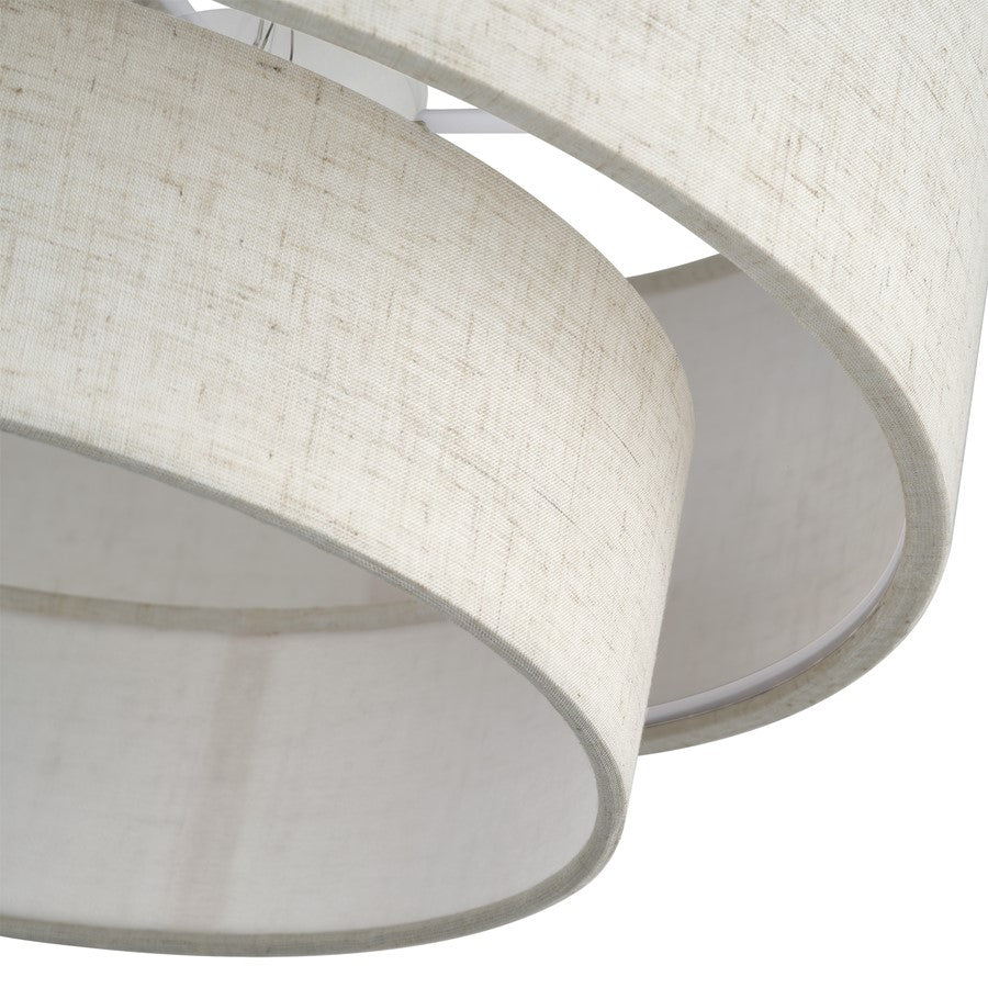 Livex Manorwood 3Lt 9.5" Semi-Flush, Brass/Oatmeal/White