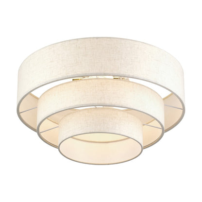 Livex Manorwood 4Lt Extra Large Semi-Flush, Brass/Oatmeal/White