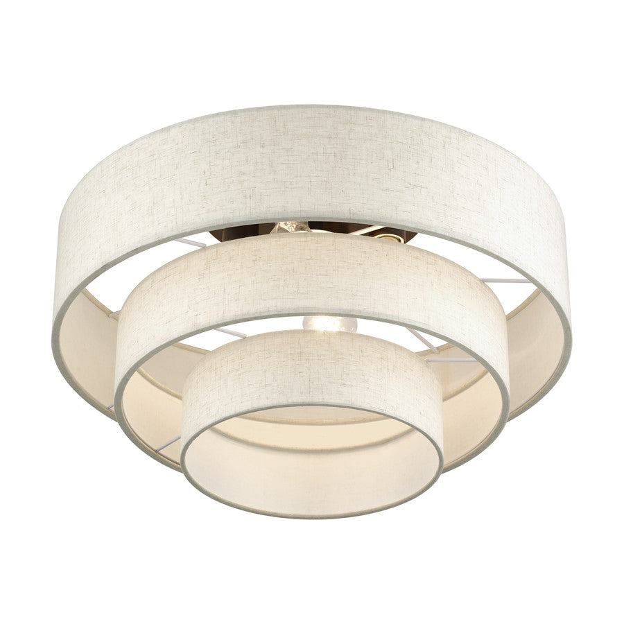 Livex Manorwood 4Lt Extra Large Semi-Flush, Bronze/Oatmeal/White