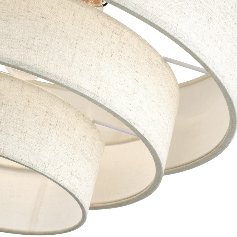 Livex Manorwood 5Lt Extra Large Semi-Flush, Brass/Oatmeal/White