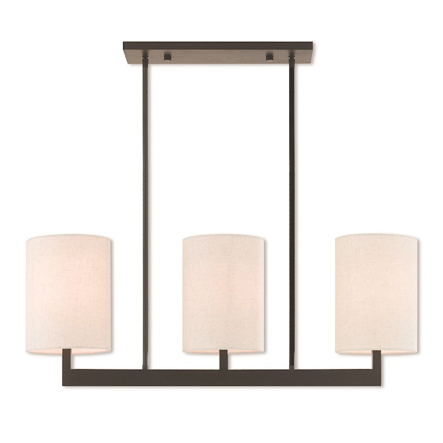 Livex Hayworth 3 Light Linear Chandelier in Bronze, 7.5"w