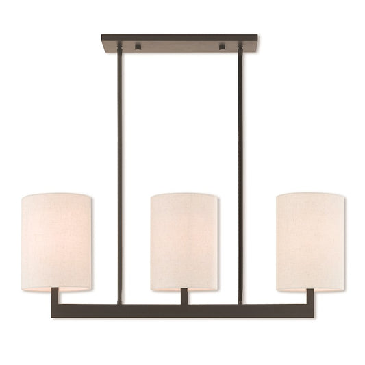Livex Hayworth 3 Light Linear Chandelier in Bronze, 7.5"w