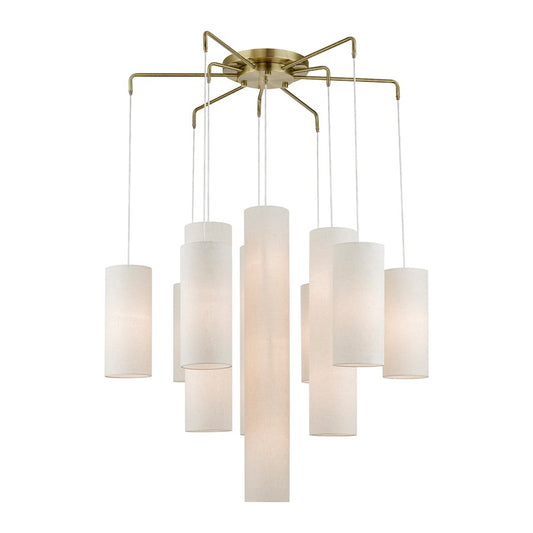 Livex Strathmore 15 Light Foyer Chandelier, Brass/Oatmeal/White