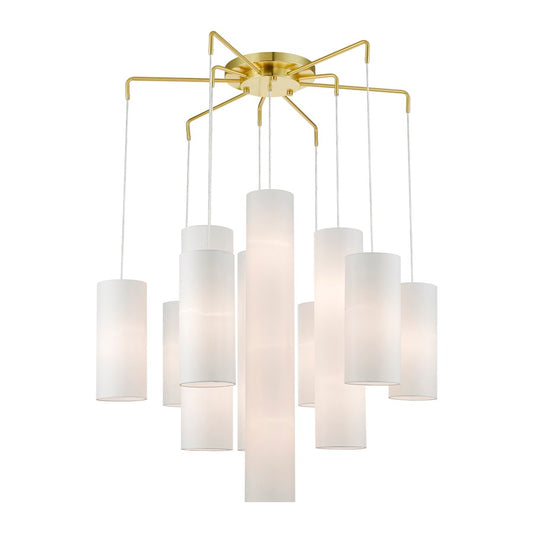Livex Strathmore 15 Light Foyer Chandelier, Brass/Off-white/White