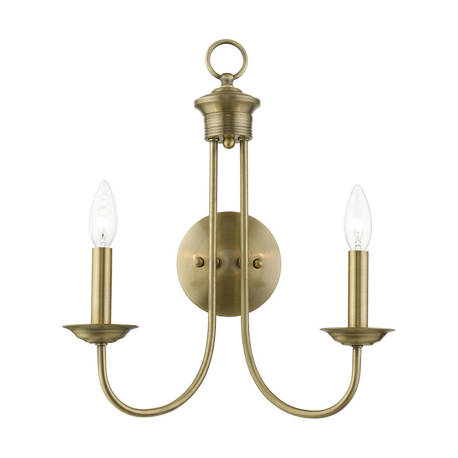 Livex Estate 2 Light Double Sconce, Antique Brass