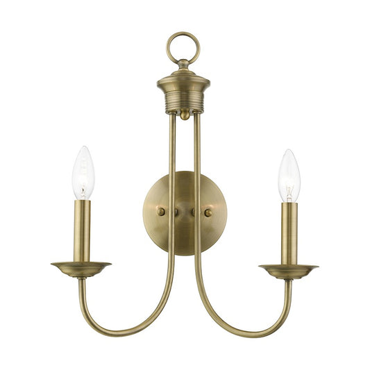 Livex Estate 2 Light Double Sconce, Antique Brass