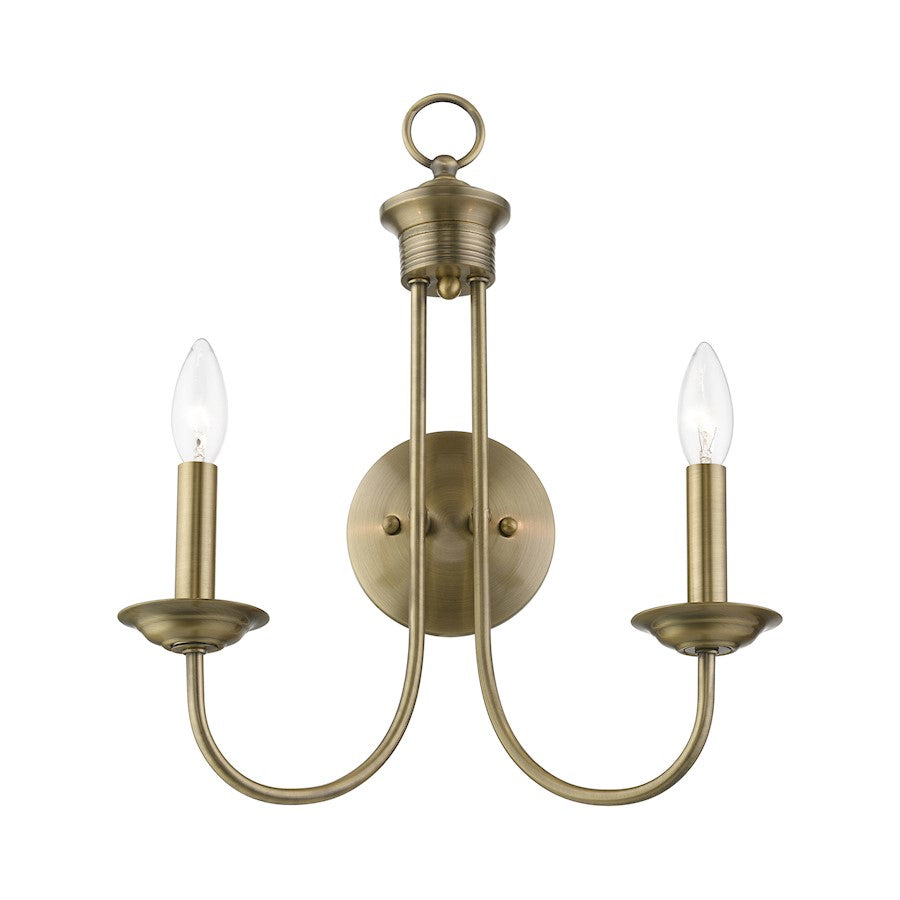 Livex Estate 2 Light Double Sconce, Antique Brass