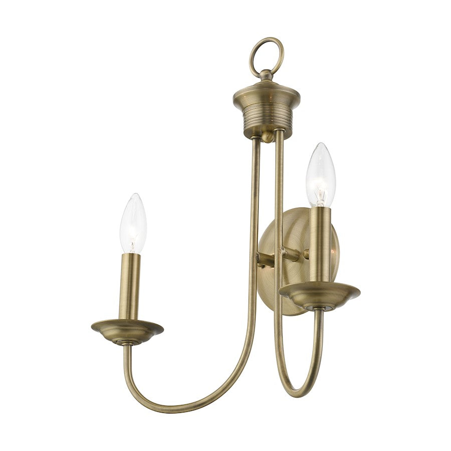 Livex Estate 2 Light Double Sconce, Antique Brass