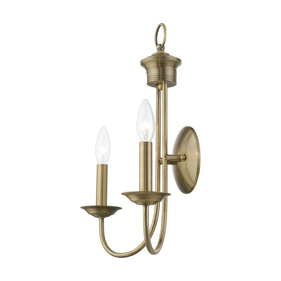 Livex Estate 2 Light Double Sconce, Antique Brass