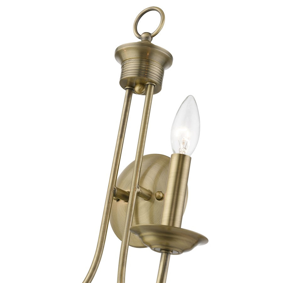 Livex Estate 2 Light Double Sconce, Antique Brass