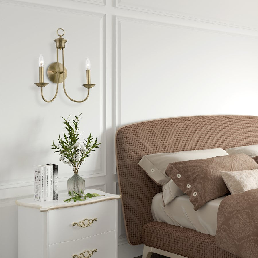 Livex Estate 2 Light Double Sconce, Antique Brass
