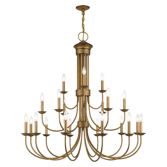 Livex Estate 21 Light Extra Large Chandelier, Antique Gold Leaf