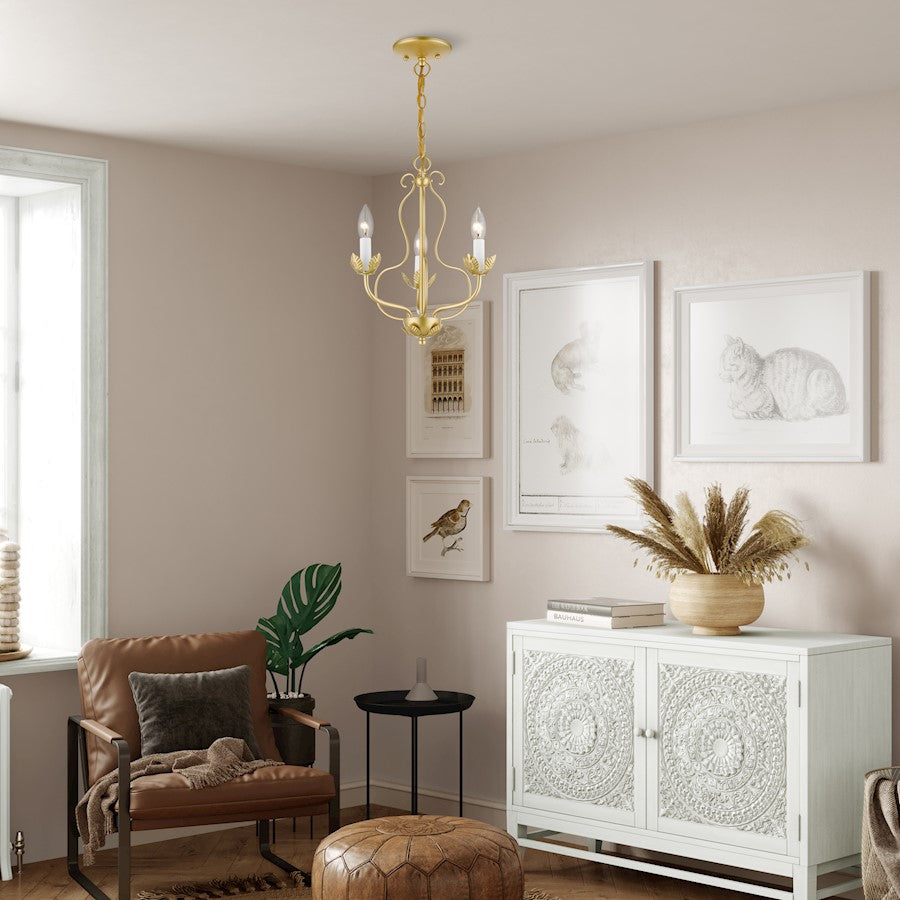 Livex Katarina 3 Light Chandelier, Soft Gold