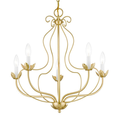 Livex Katarina 5 Light Chandelier, Soft Gold