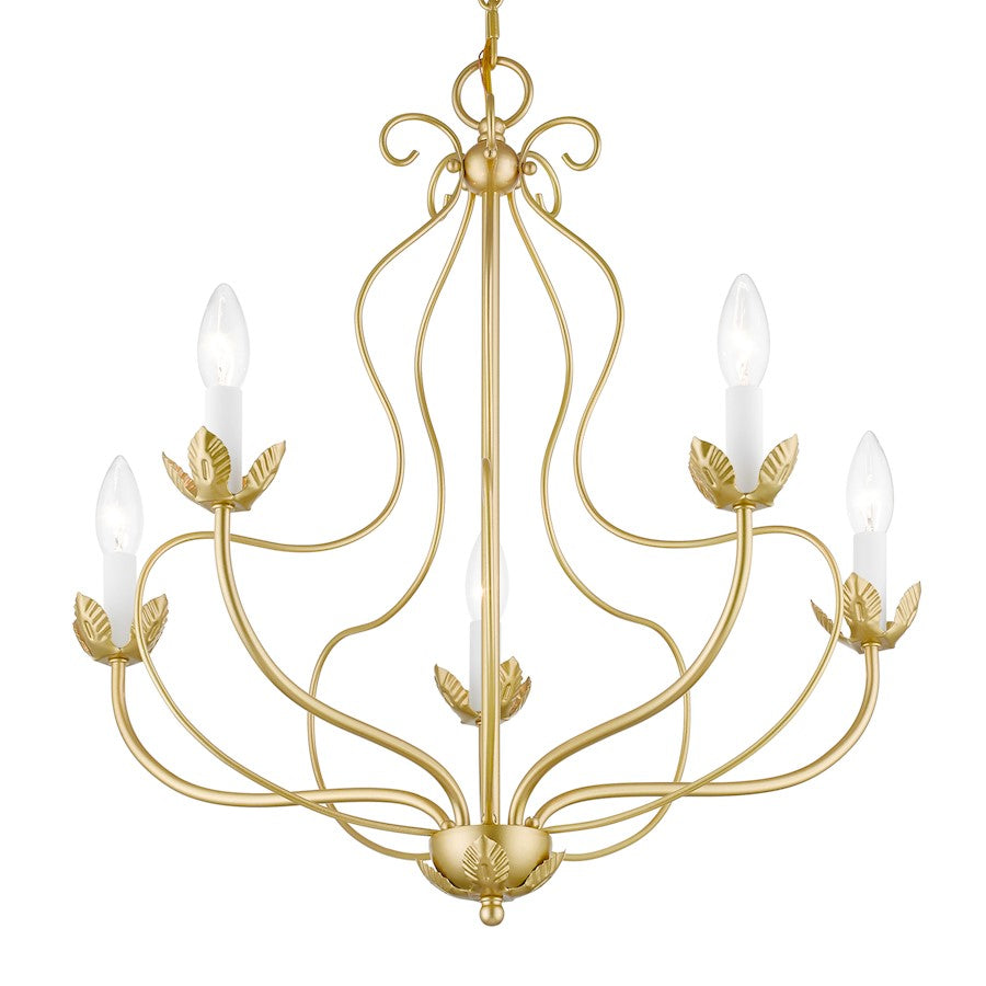 Livex Katarina 5 Light Chandelier, Soft Gold