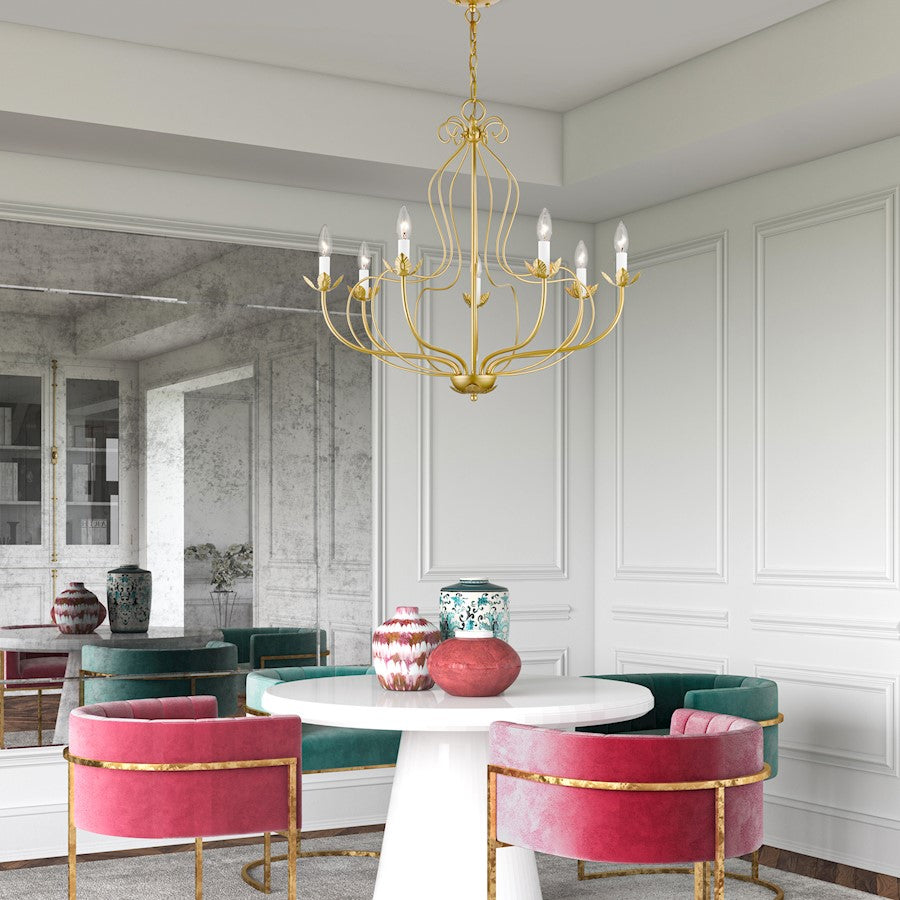 Livex Katarina 7 Light Chandelier, Soft Gold