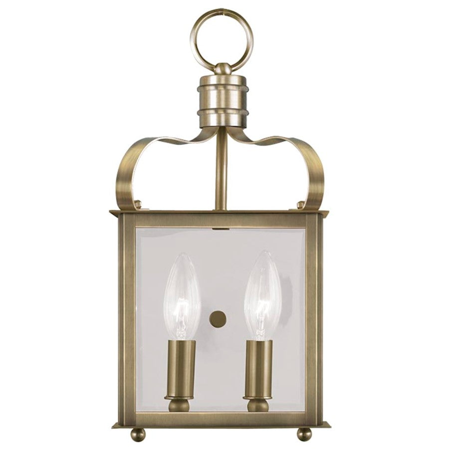 Livex Garfield 2 Light Wall Sconce, Antique Brass