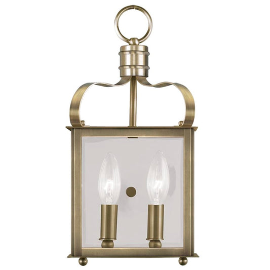 Livex Garfield 2 Light Wall Sconce, Antique Brass