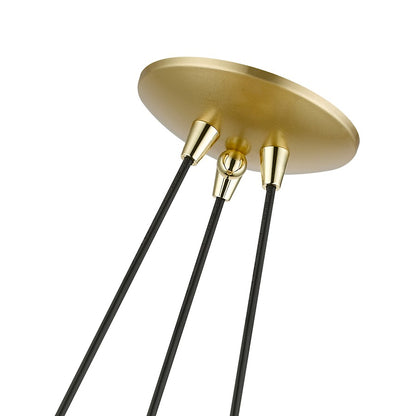 Livex Piedmont 3 Light Globe Pendant, Soft Gold/Brass/Soft Gold/White