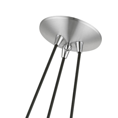 Livex Piedmont 3 Light Globe Pendant, Aluminum/Chrome/White Inside